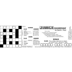 Sample of daily horizontal Jumble Crosswords