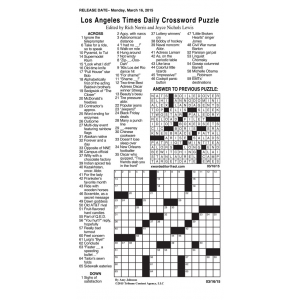 Sample of Los Angeles Times Daily Crossword Puzzle